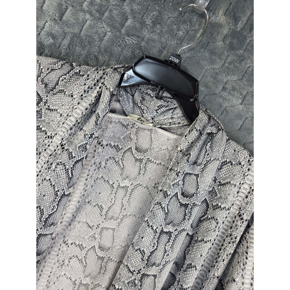 Egs Womens Grey Snakeskin Print Open Front Cardigan Pockets Size 20W Plus